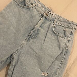 Zara Light Blue Womens Ripped Jeans